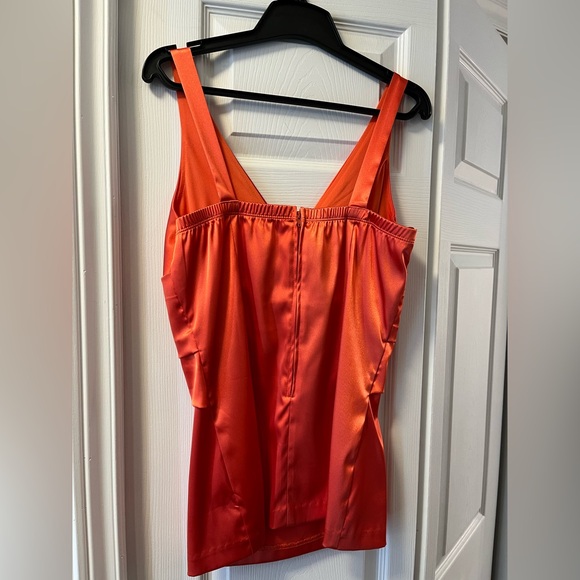 Tangerine satin tailored top le chateau late 1990. - Picture 2 of 2